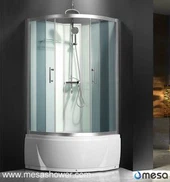 ประตูห้องอาบน้ำกระจกสีขาวพร้อมอ่างผสม